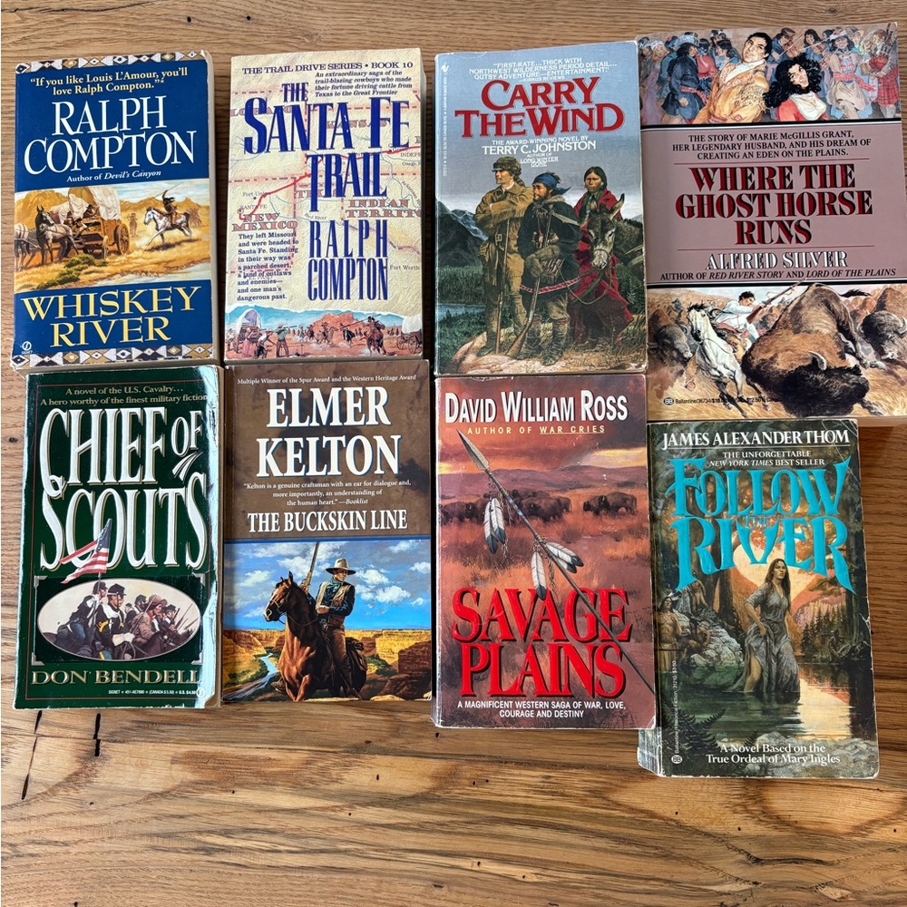 8 Western/historical fiction paperback books